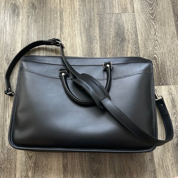 Tusting Marston Custom Leather Large Briefcase Bag with Strap - Picture 2 of 9